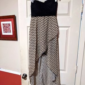 Sweet & Toxic black and cream hi-low strapless dress size M